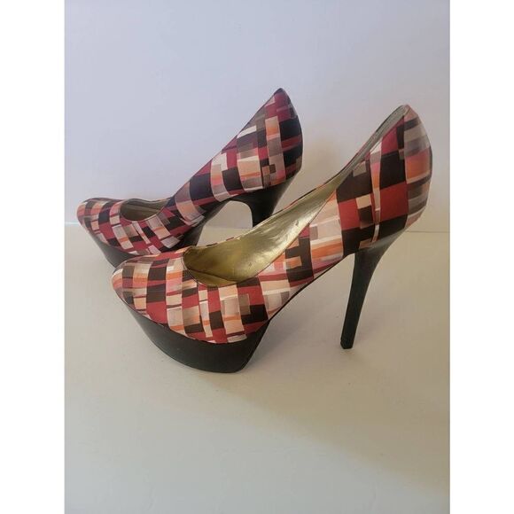 Carlos Santana Women's Multicolor Plaid Platform Stiletto Pumps Size 9 - Picture 4 of 7